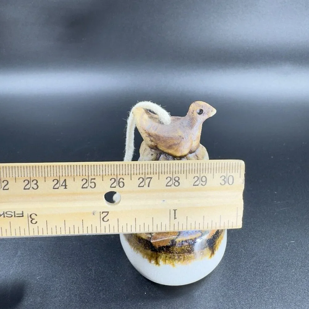 Hand‎ Made Pottery Oil Diffuser Bird Stopper Lid Stoneware Artist Signed Vintage